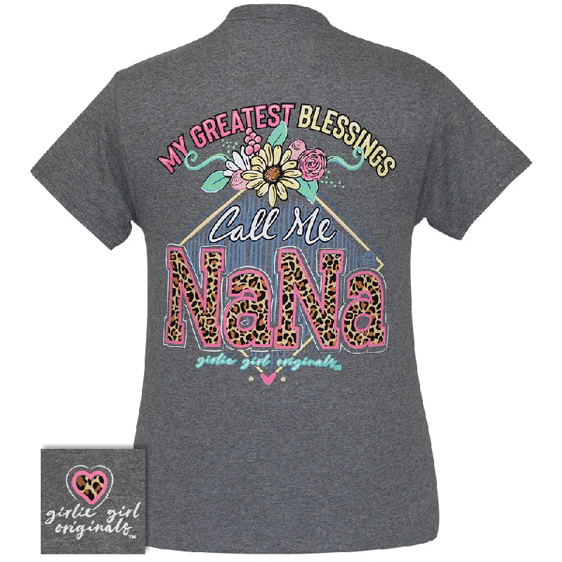 Sequined Women T Shirt for a Sparkly Night OutCALL ME NANA - GRAPHITE HEATHER SS-2425