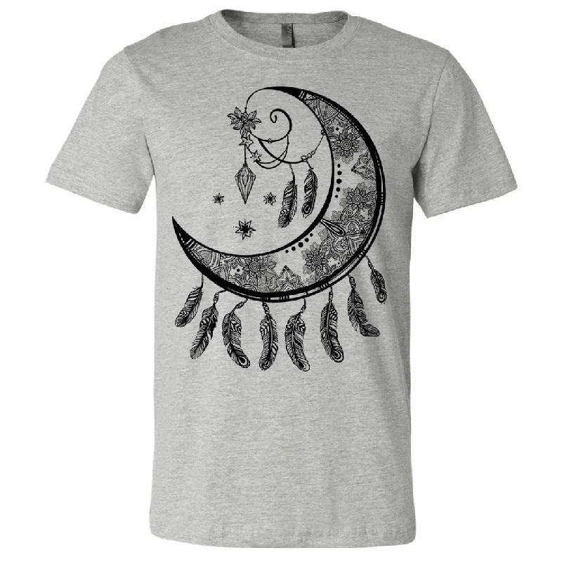 Graphic Print Women T Shirt for a Trendy StatementCrescent Moon Dreamcatcher Black Asst Colors Mens Lightweight Fitted T-Shirt/tee