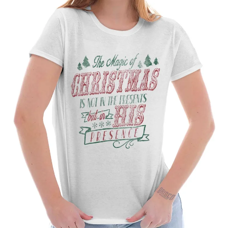 Floral Print Women T Shirt for a Feminine TouchHis Presence Christmas Ladies T Shirt