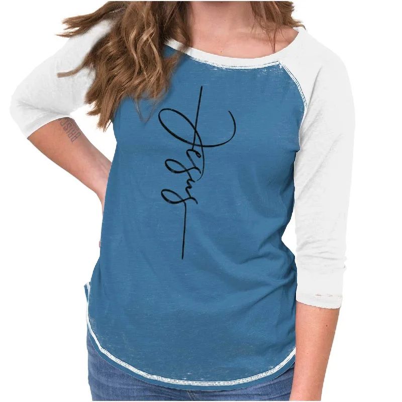 Sheer Women T Shirt for a Stylish and Alluring LookJesus Fashion Baseball Raglan T