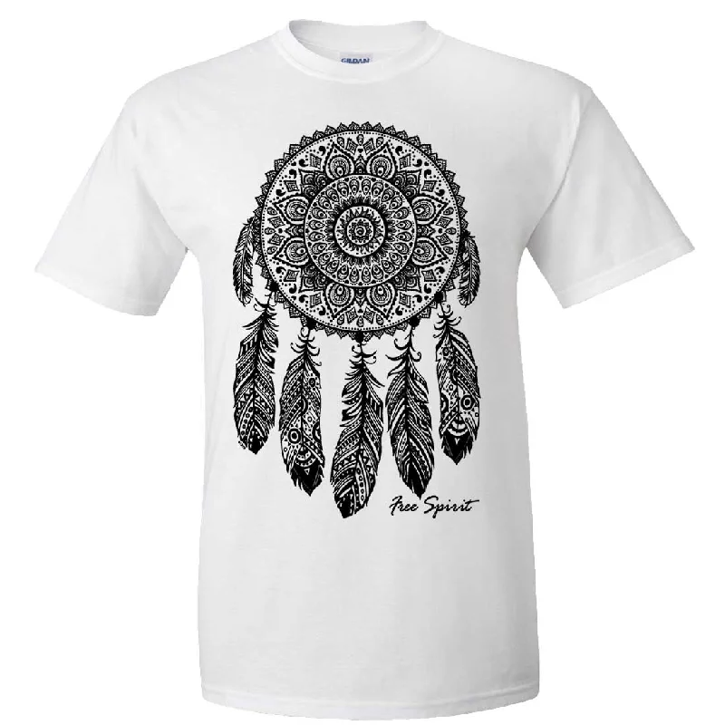 Ringer T Shirt Women with Retro - Inspired StripesNative American Dreamcatcher Free Spirit Black Asst Colors T-shirt/tee