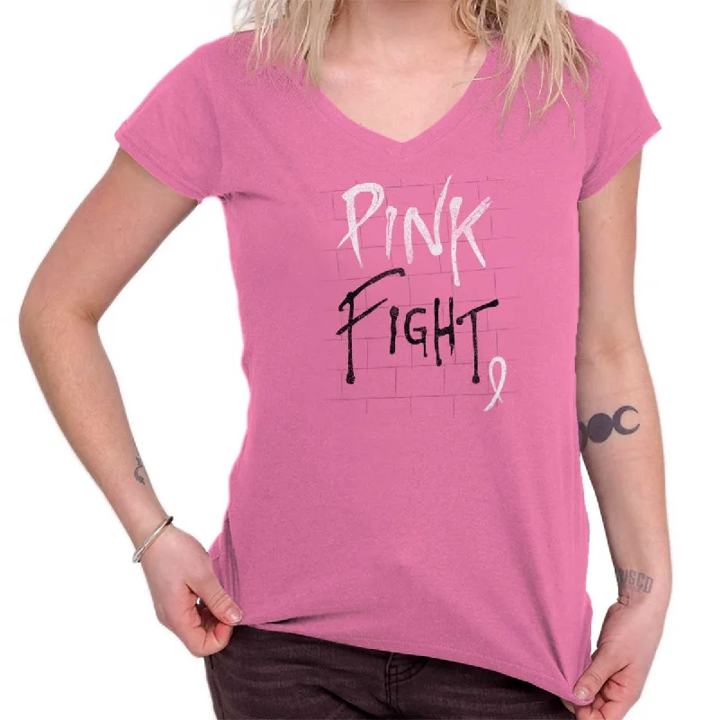 Organic Cotton Women T Shirt for Eco - Conscious WearersBCA Pink Fight Junior Fit V-Neck T Shirt