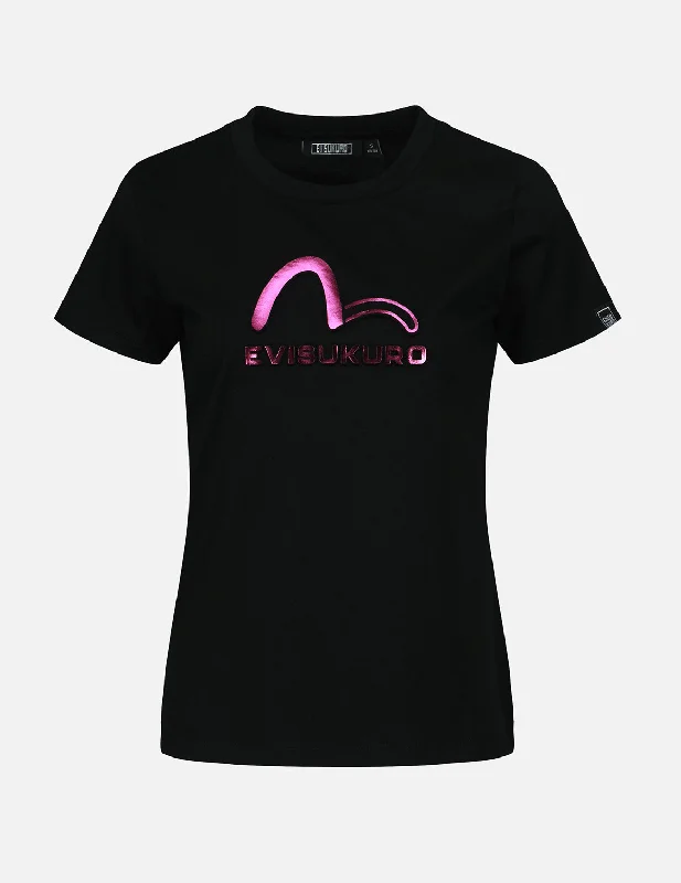 Crew Neck Women T Shirt with a Timeless DesignSeagull and Logo Embossed T-Shirt