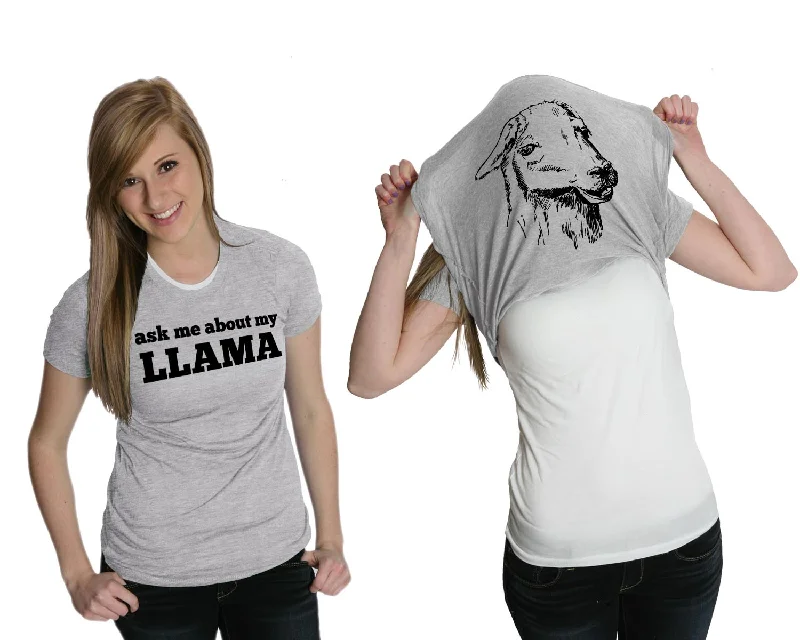 Ringer T Shirt Women with Retro - Inspired StripesAsk Me About My Llama Women's T Shirt