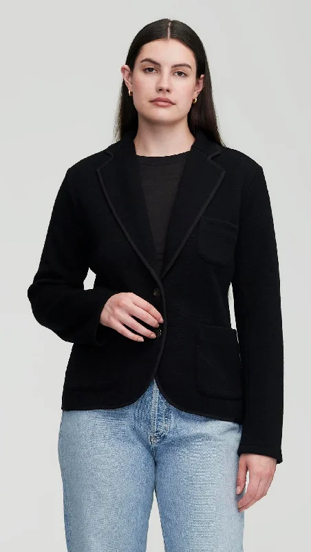 Double - Breasted Women's Polyester Blazers in Bright Colors for a Fun StyleEveryday Knit Blazer in Merino Wool | Black