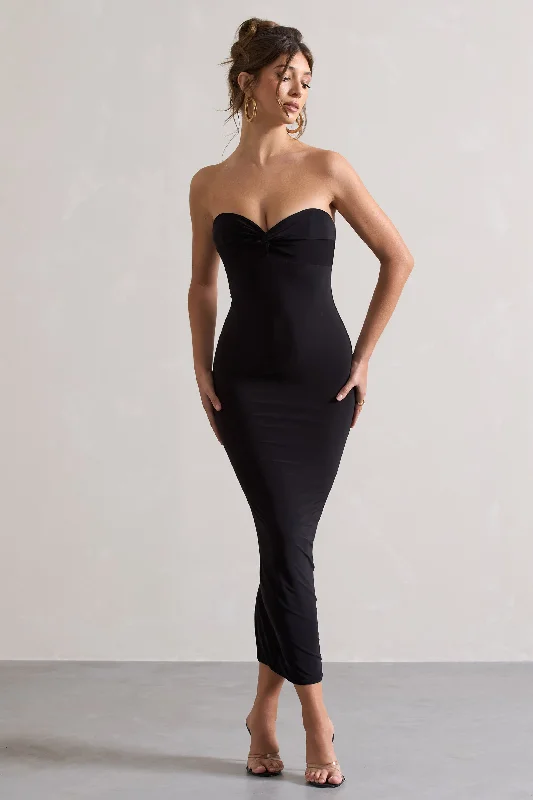 Backless Women Dress for a Sexy and Alluring Look at Evening EventsEvita | Black Sweetheart Twist Detail Maxi Dress