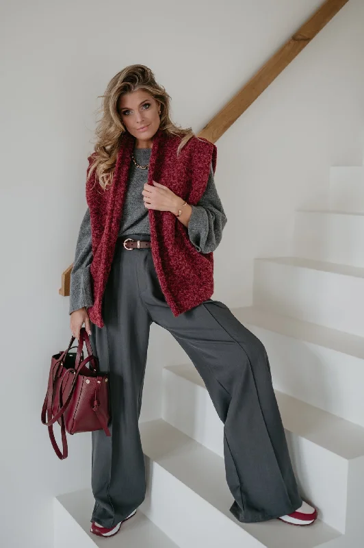 Single - Breasted Women's Tweed Blazers with Gold Buttons for a Classic LookGhiacco gilet I Bordeaux