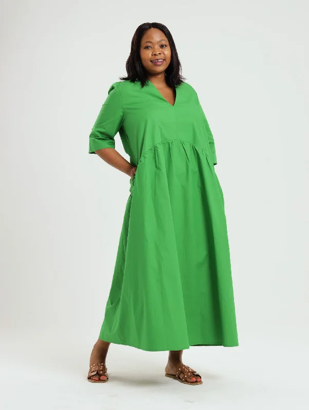 Pleated Women Dress with a Timeless and Elegant TextureLala Dress: Green