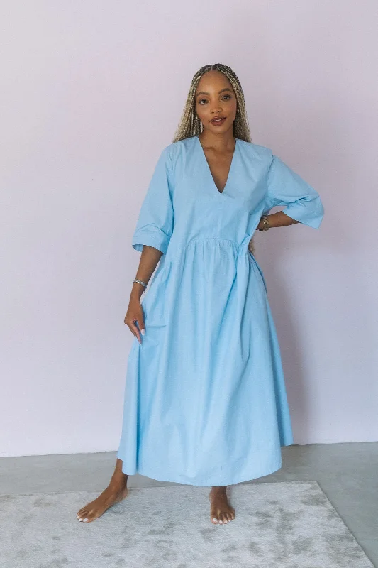 Wrap - Style Women Dress with Adjustable Fit for All Body TypesLala Dress- Chambray