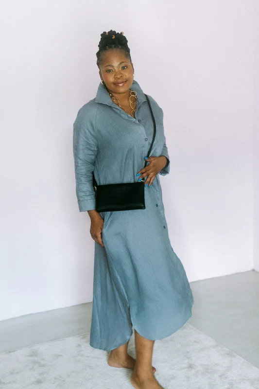 Empire Waist Women Dress to Accentuate the Bust and Conceal the WaistRiver Indigo Dress- Grey