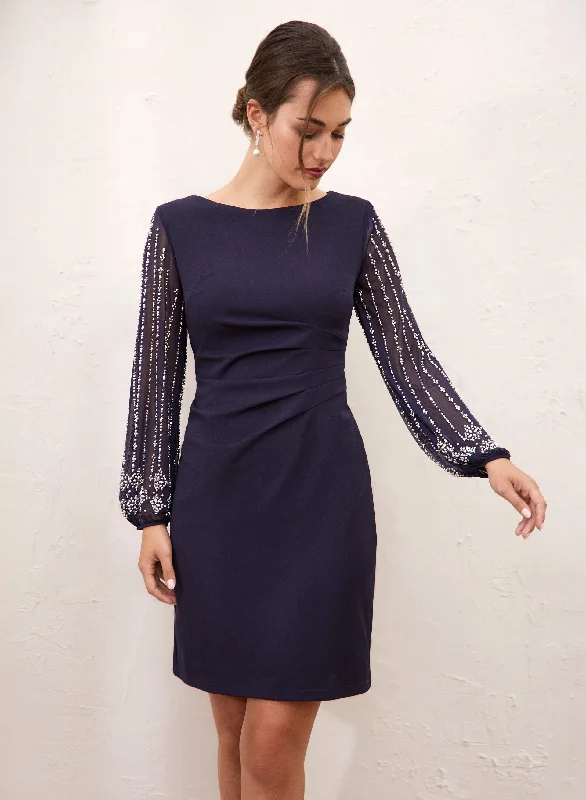 Wrap - Style Women Dress with Adjustable Fit for All Body TypesBeaded Sleeve Dress