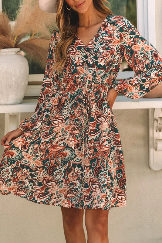 Shift Women Dress with a Simple and Classic Design for Everyday WearBoho Paisley Long Sleeve Dress