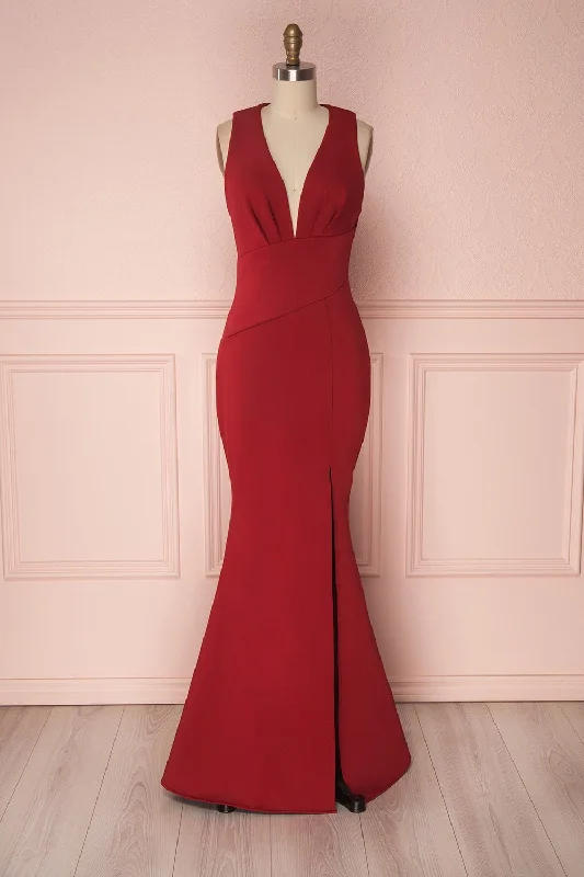 Sheath Women Dress with a Tailored Fit for a Professional LookCamila Fire | Dark Red Mermaid Gown