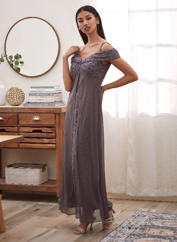 Empire Waist Women Dress to Accentuate the Bust and Conceal the WaistGlitter Lace Dress