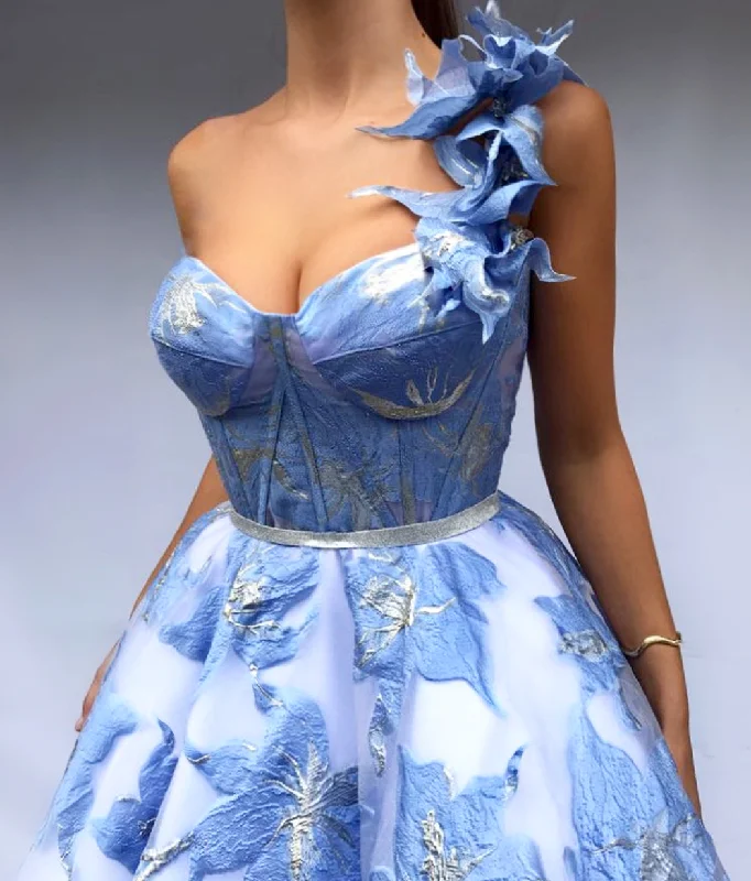 Halter Neck Women Dress to Show Off the Shoulders and NecklineBlue Jordan Gown