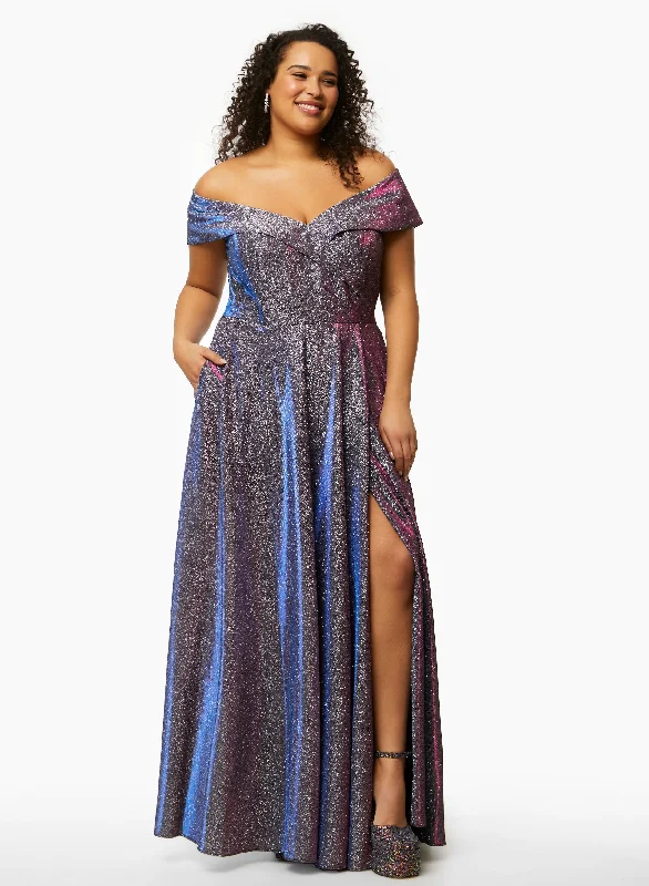 Lace - Embellished Women Dress for an Elegant and Sophisticated AppearanceOff-the-Shoulder Glitter Ball Gown