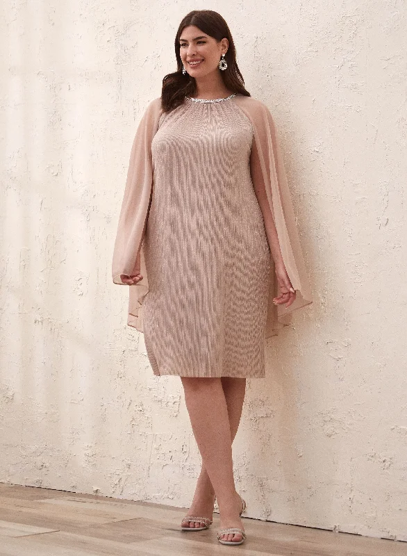 Lace - Embellished Women Dress for an Elegant and Sophisticated AppearanceRhinestone Neck Cape Dress