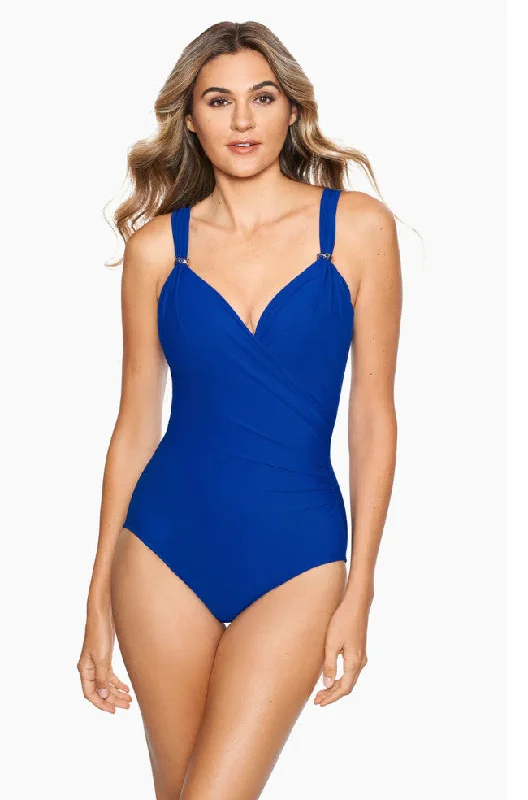 Women's Cut - Out One - Pieces in Black with Geometric Shapes for a Modern and Edgy StyleSiren One Piece Swimsuit (Azul Blue)