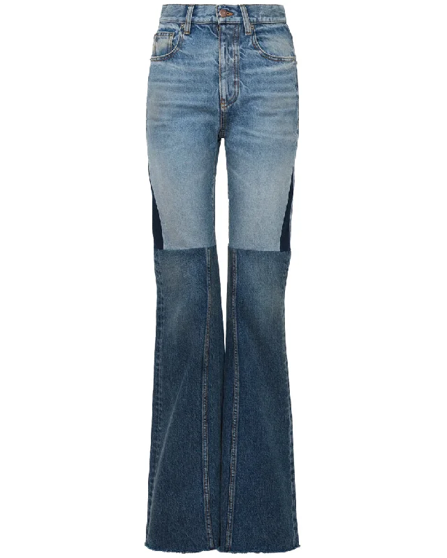 Color Block Straight Jean in Blue Two Tone