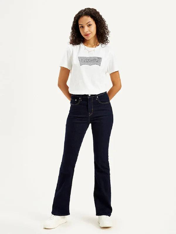 High - rise flare women jeans for a 70s - inspired lookWomen's High Rise 725 Slim Bootcut Fit Navy Jeans