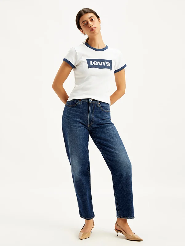 High - rise flare women jeans for a 70s - inspired lookWomen's High Rise 94 Baggy Fit Blue Jeans