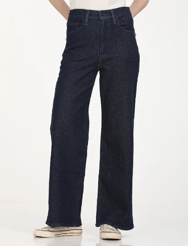 High - rise flare women jeans for a 70s - inspired lookWomen's Mid Rise Navy Bootcut Trousers