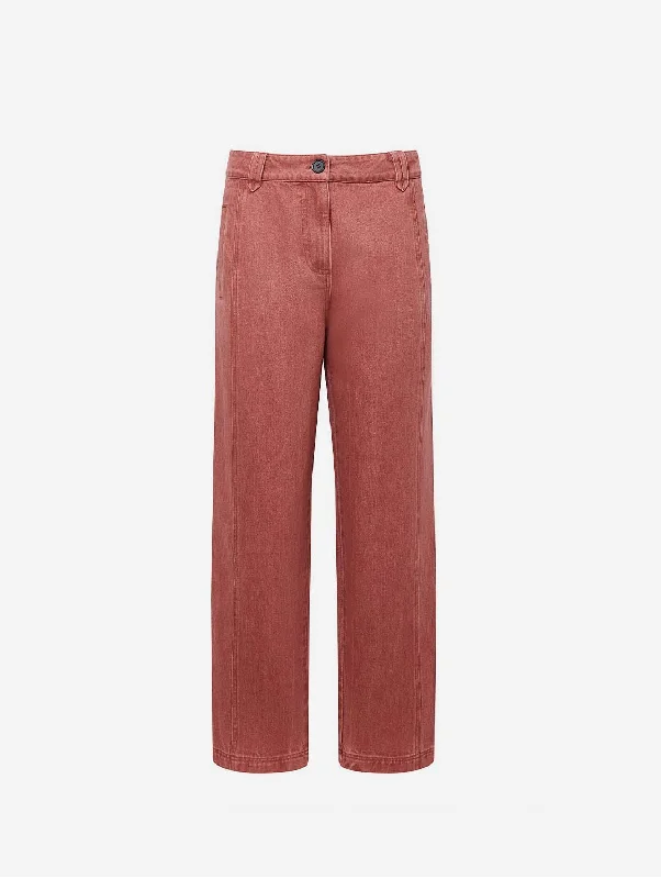 Yaka Women's Organic Cotton Twill Denim Trousers | Red Wash