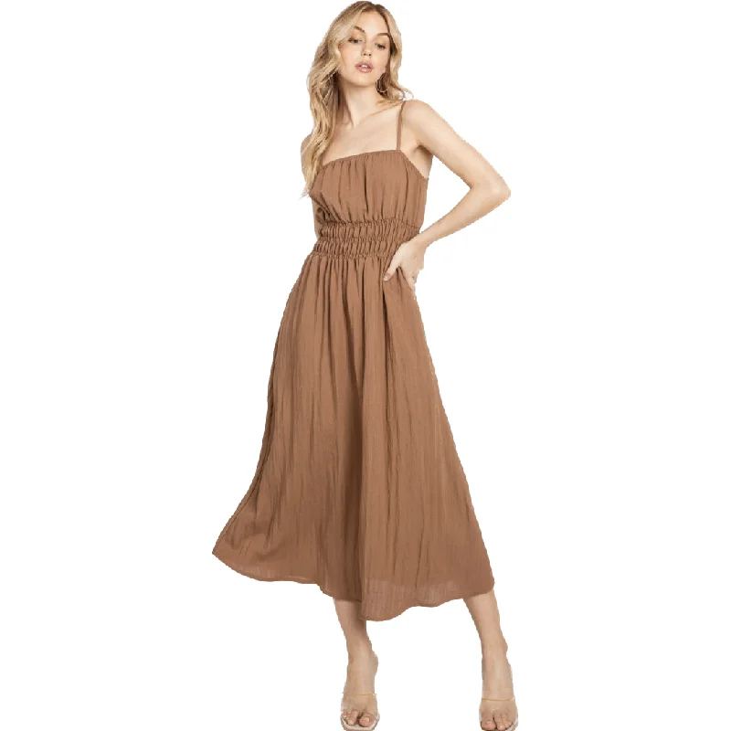 Ruffled Women Dress with Multiple Layers for a Playful and Girly StyleJust Like That Camel Ankle Maxi Dress