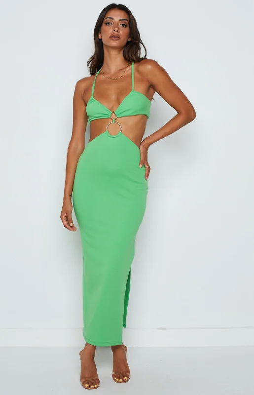 Mermaid - Style Women Dress with a Fitted Silhouette for Special OccasionsEarthling Green Maxi Halter Dress