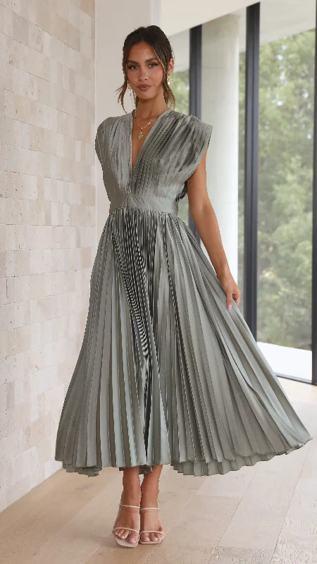 Empire Waist Women Dress to Accentuate the Bust and Conceal the WaistGina Maxi Dress - Olive