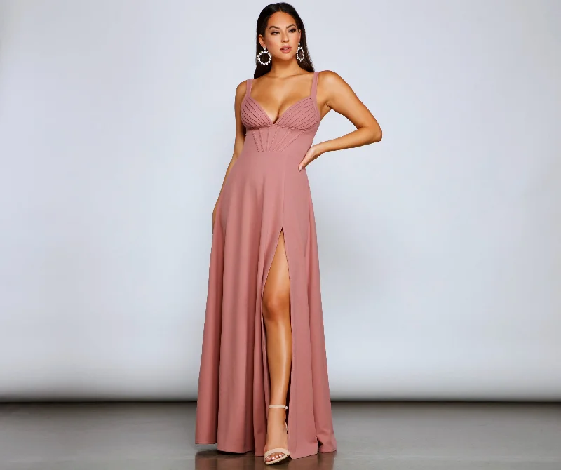 Backless Women Dress for a Sexy and Alluring Look at Evening EventsLeonie Formal Pleated Corset A-Line Dress