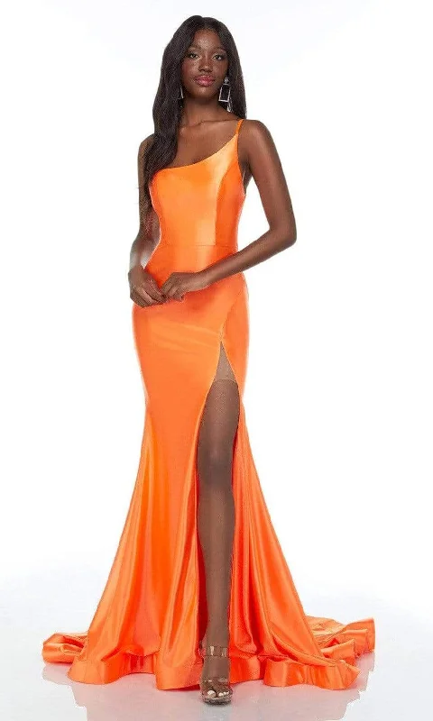 Mini Women Dress with a Short Hem for a Young and Trendy StyleAlyce Paris - 61159 Asymmetrical Bodice Long Gown