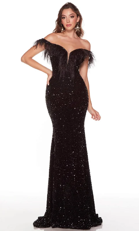 Wrap - Style Women Dress with Adjustable Fit for All Body TypesAlyce Paris 61373 - Feathered Sweetheart Sequin Prom Gown