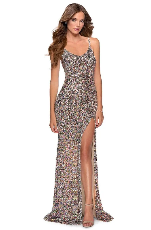 Sheath Women Dress with a Tailored Fit for a Professional LookLa Femme - 28482 Scoop Sequin Sheath Dress