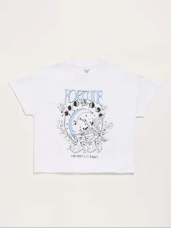 Y&F Kids Nature Print White T-Shirt