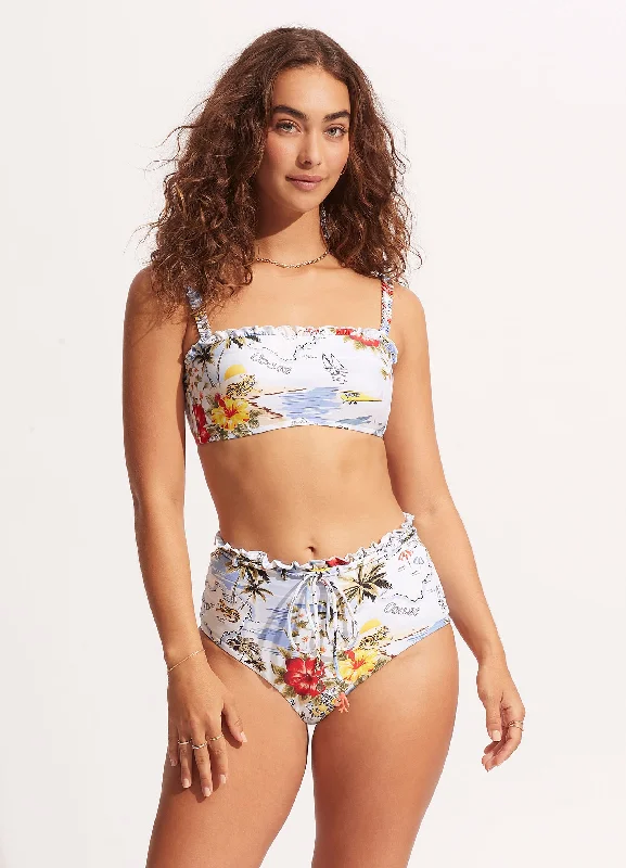 High - waisted bikini for a retro and tummy - flattering lookCoast To Coast High Waisted Pant - Powder Blue