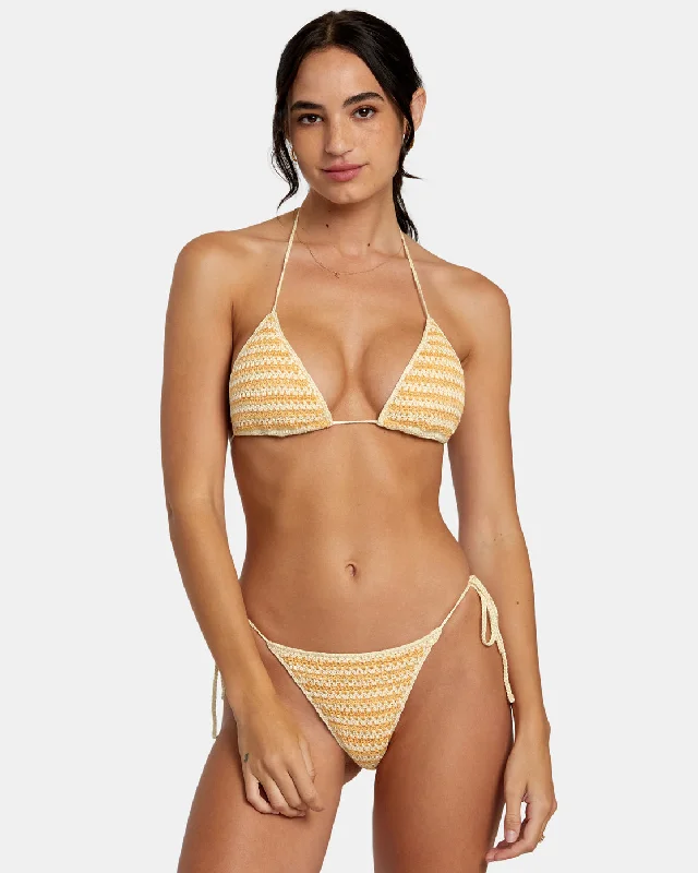 Striped bikini with a classic pattern for a timeless beach aestheticGreenpacha Flor Halter Triangle Bikini Top - Multi