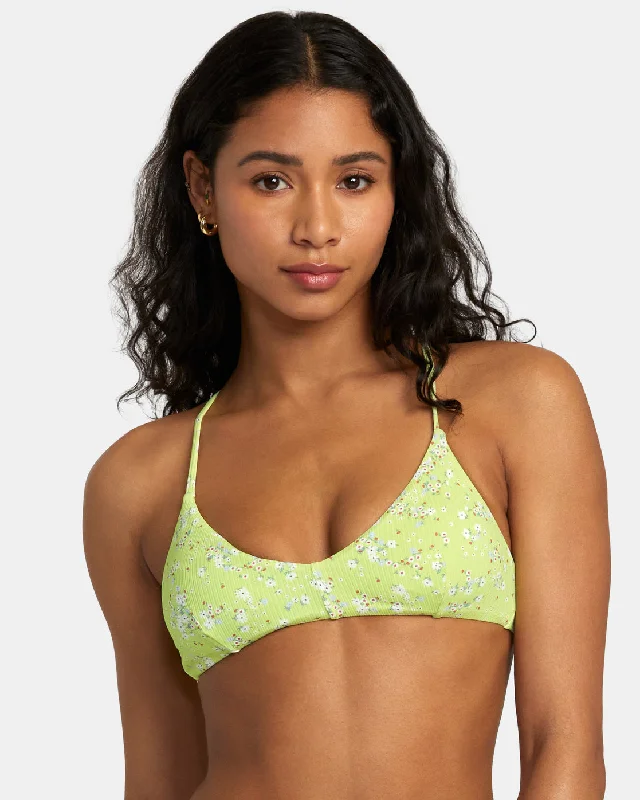 Sustainable bikini made from recycled materials for eco - conscious beachgoersItty Crossback Bikini Top - Neon Green