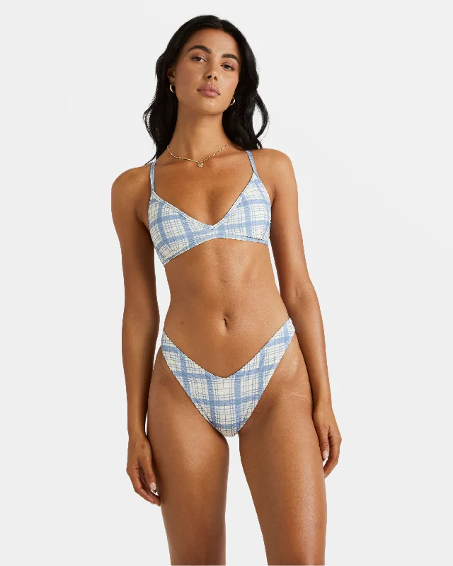 Neon - colored bikini to stand out on the beachVintage Plaid Tri Crossback Bikini Top - Coronet Blue