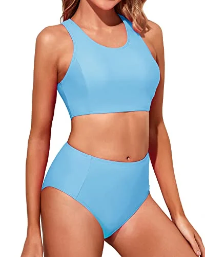 Metallic - finish bikini for a glamorous and eye - catching poolside lookWomen's Bathing Suit Bottom Tummy Control Bikini-Blue